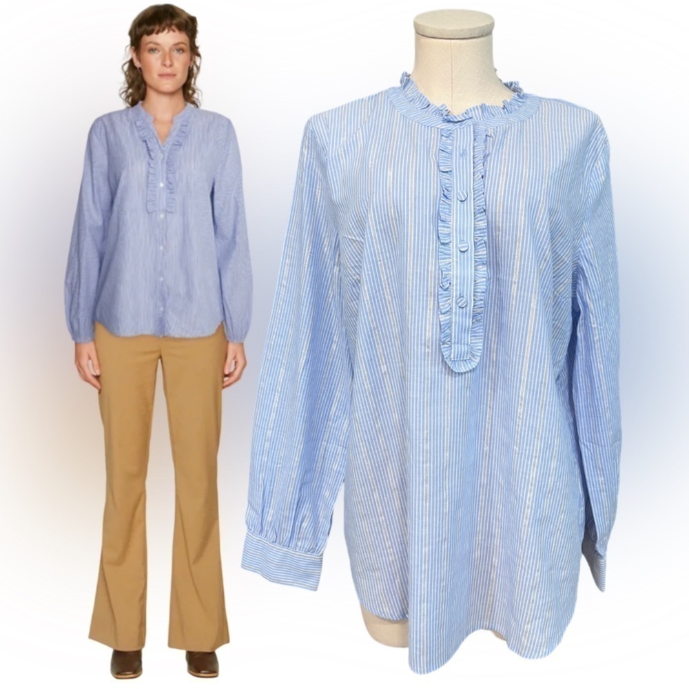 Talbots Blue Striped Blouse